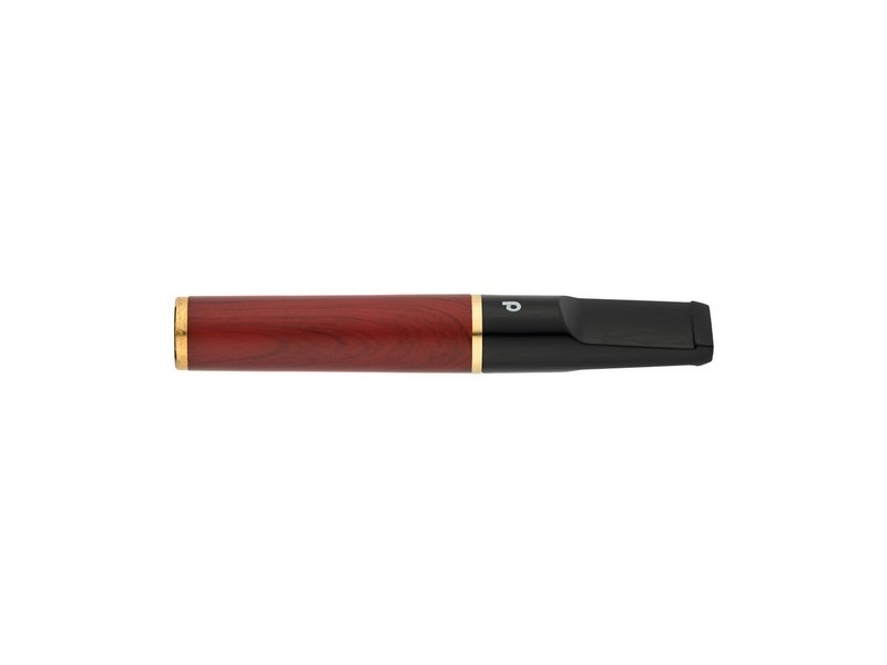 Denicotea Nice cigaretta szipka mahagóni fa borítással, vörösesbarna-fekete, arany színű gyűrűvel – 74 mm